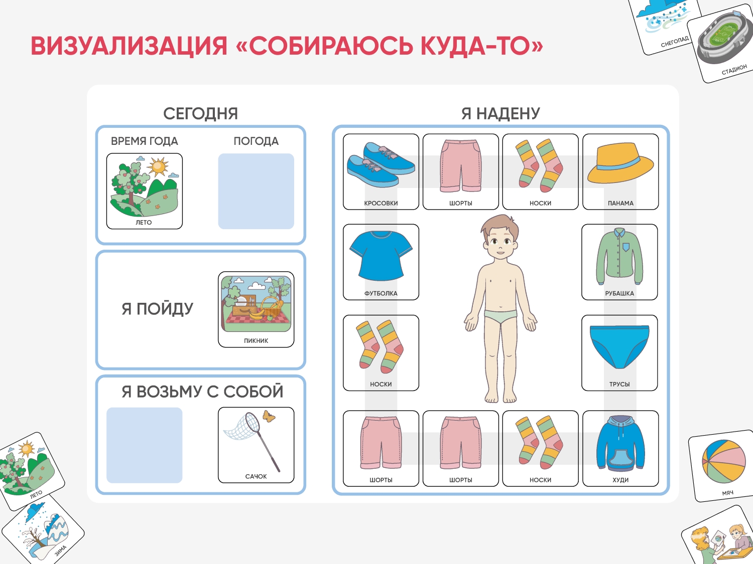Карточки ПЭКС: визуализация «Собираюсь куда-то»