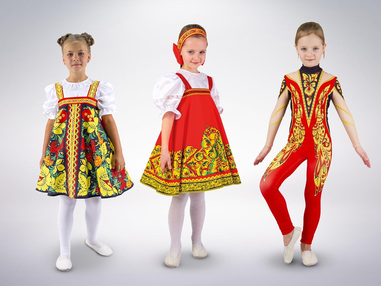 Народные костюмы и аксессуары в стиле Хохлома