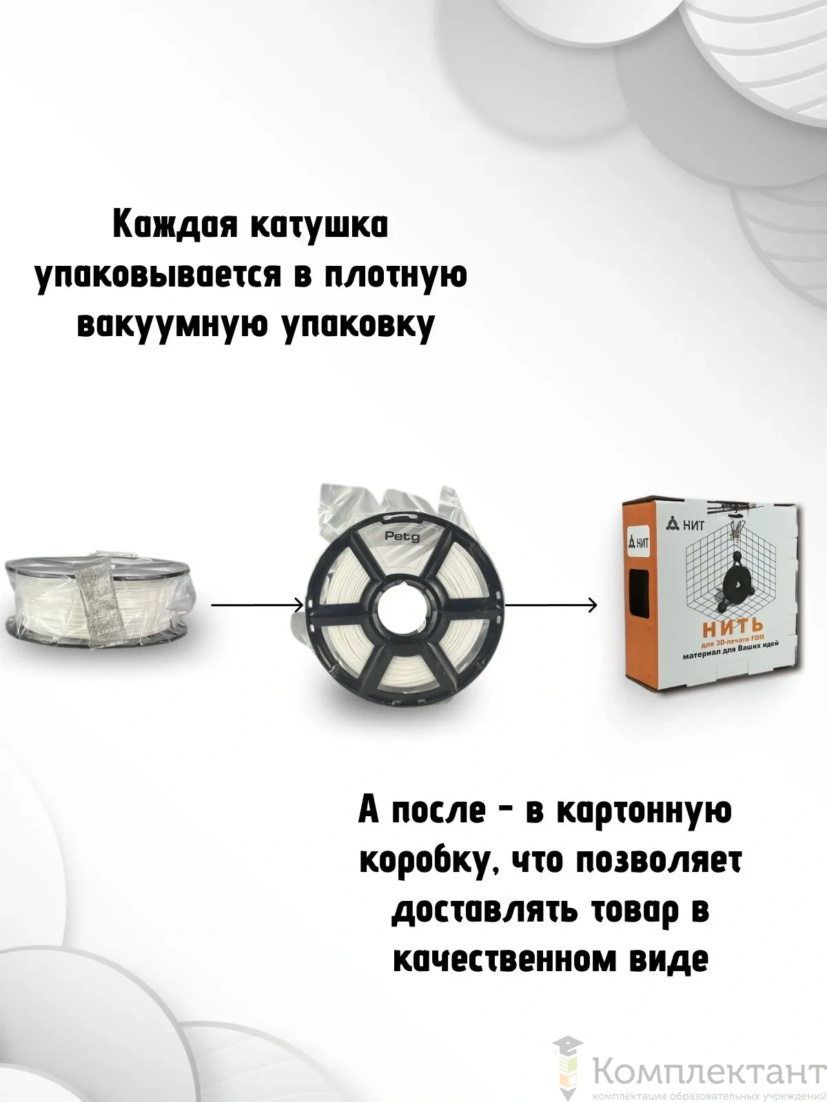 PETG белый пластик для 3d печати, 1 кг
